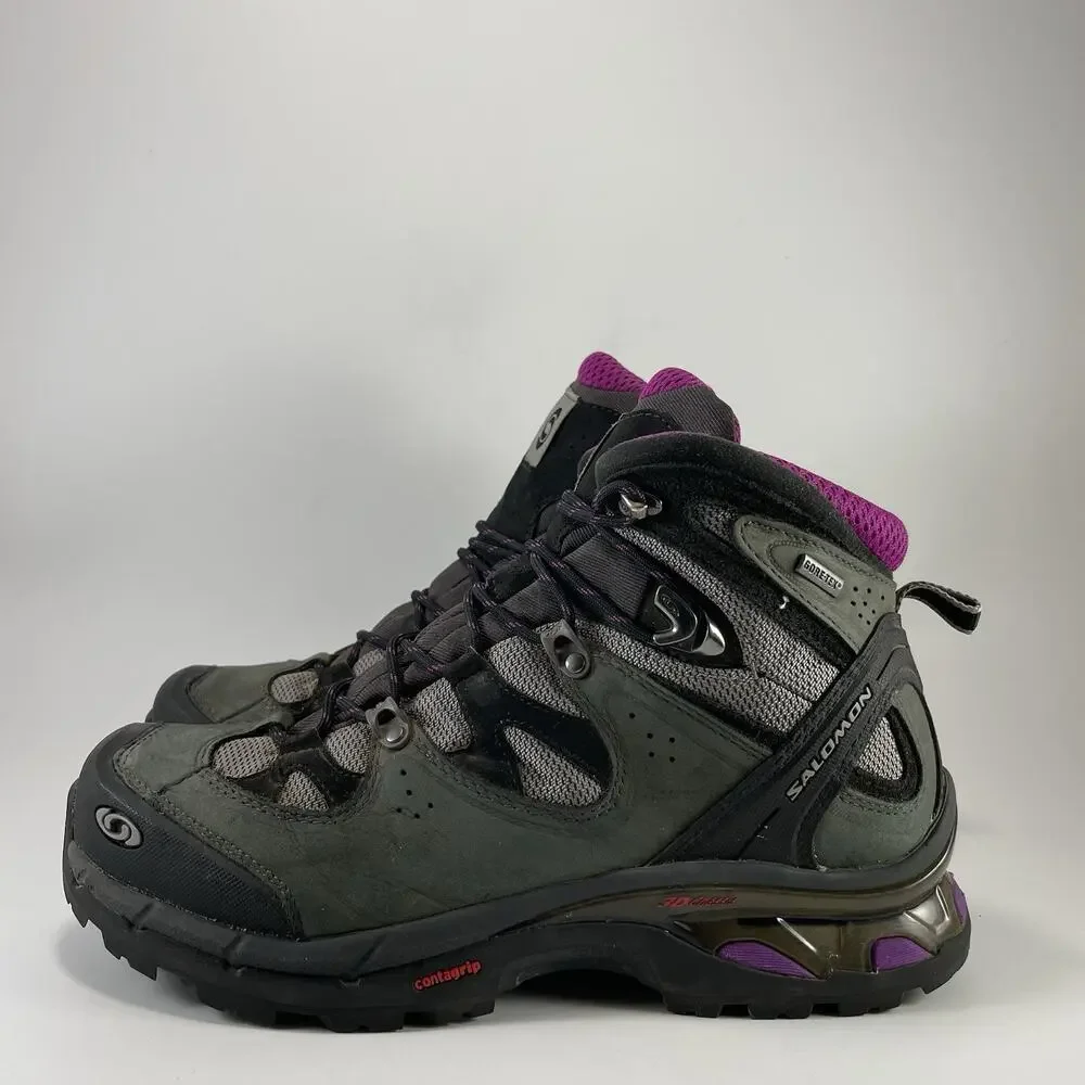 Salomon Comet 3D GTX Womens Size 9.5 Grey Purple Waterproof Hiking Boots 328088